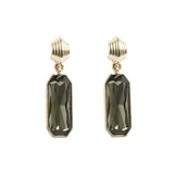 A&C Oslo Grace Collection Earrings with olive green coloured cut glass drops and 14Kgold plating.  These statement earrings are stunning at Cerise NZ