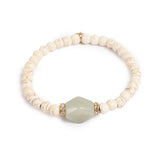 New to Cerise for 2026 from the A&C Oslo Serenity Collection this White Howlite stone bracelet has an elasticated band, crystals and 14K gold plating.  The bracelet measures 19cm.