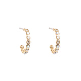 These stunning Solstice Gold Creole Earrings from the new season A&C  Oslo Shimmer collection will take you to from day to night with ease.
The Shimmer Collection features white opal stones, crystals and bohemian details to bring out the beauty in the natural and imperfect. These pieces are great to match with feminine and bohemian fashion trends and are 14K Gold plated at Cerise.

Measures 11mm.