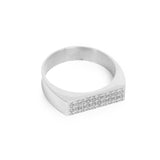 Pure Steel flat top ring with embedded cubic zircona from our A&C pure steel collection at Cerise NZ.
