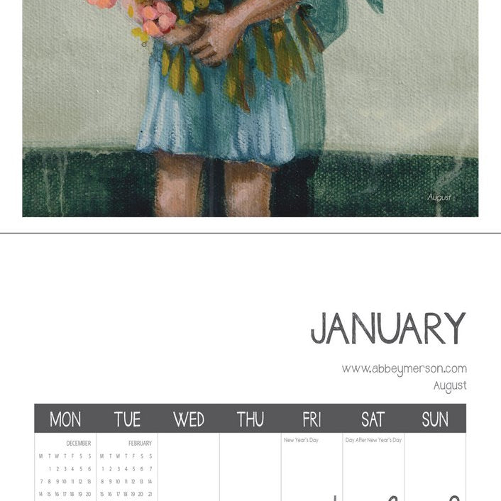 2027 Abbey Merson Wall Calendar at Cerise. Designed and printed in New Zealand.