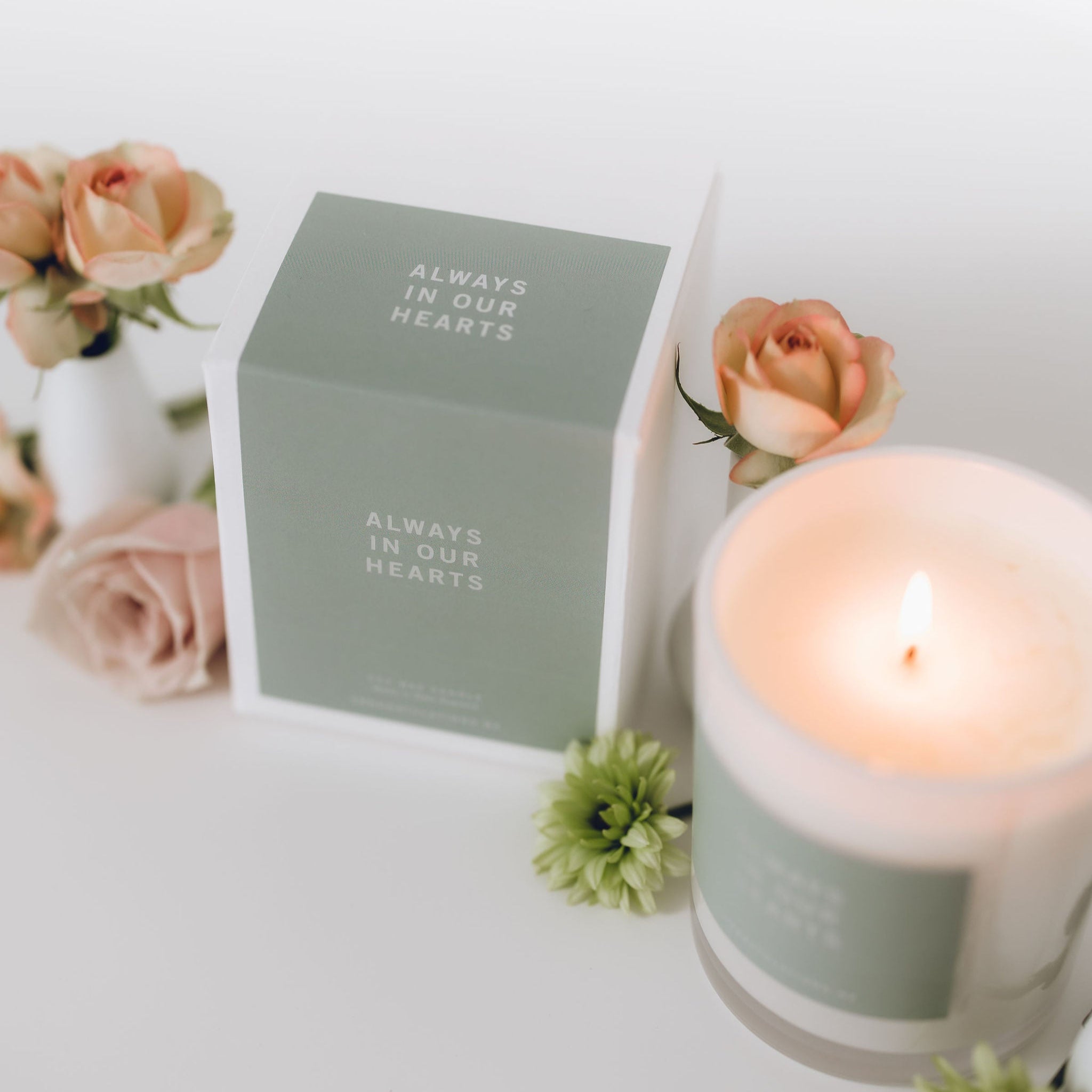 Always in our Hearts memorial or sympathy candle