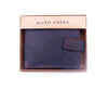 Brown leather wallet with visible brand 'Bush Creek' on a white background