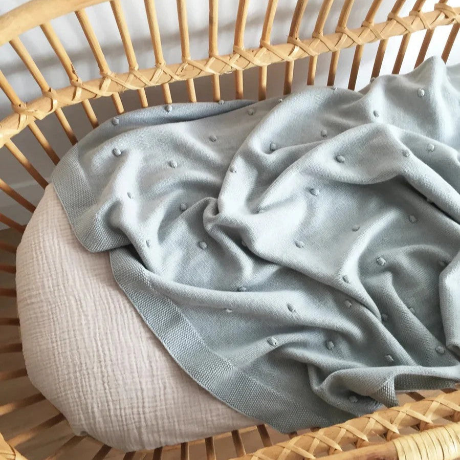 Billie Baby Blanket in organic cotton in Sea coiour