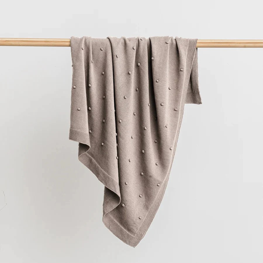 Billie Baby Blanket in organic cotton in Mushroom  coiour
