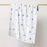 A beautiful and thoughtful newborn baby gift, this premium knitted baby blanket in Enchanted Garden Design, is designed to be treasured for years to come. Shown here is Sky colour which is fully reversible to white with sky coloured icons. Made from certified organic cotton, it is wonderfully soft, warm, and cosy, making it perfect for keeping little ones comfortable from day one.