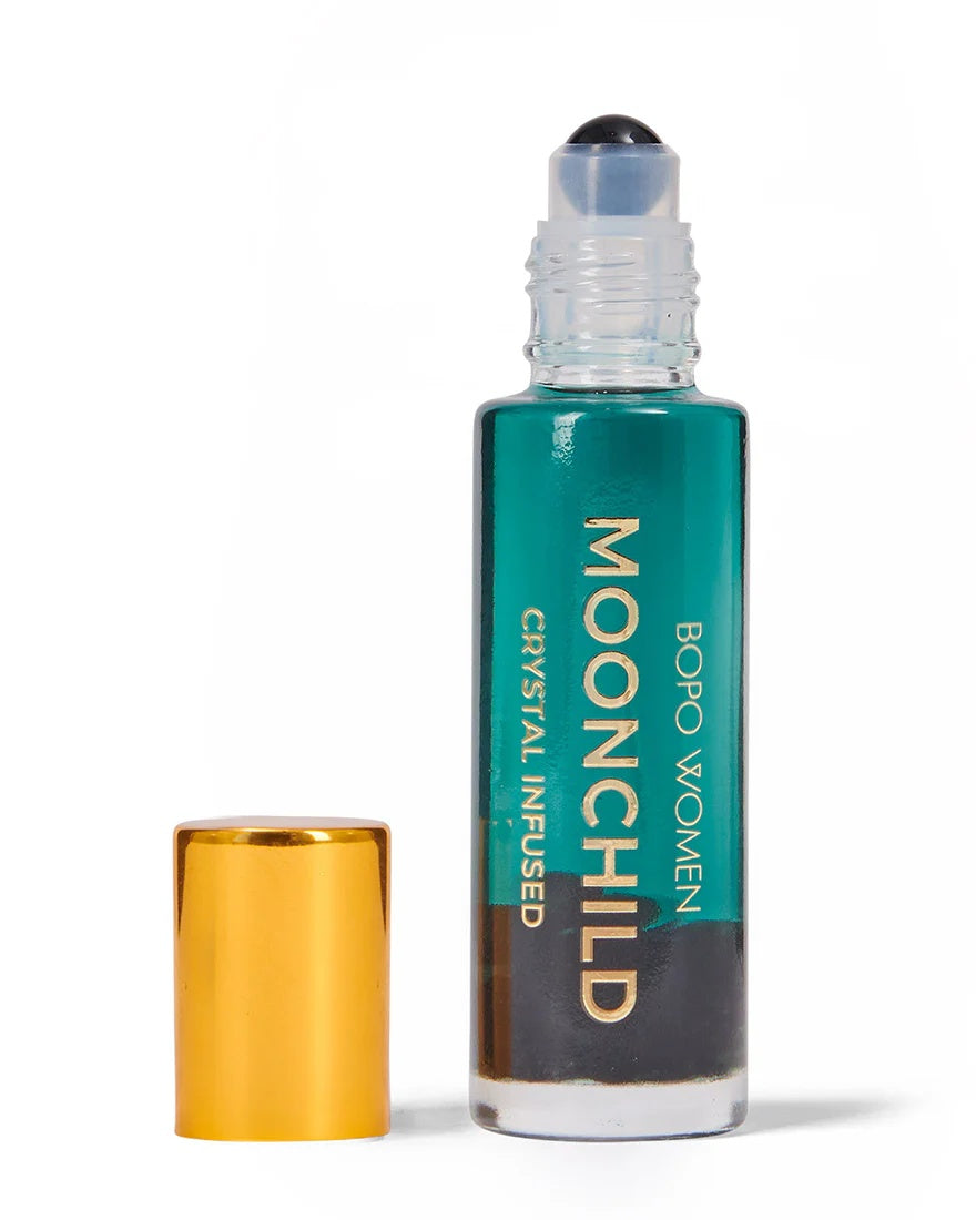 Bopo Moonchild perfume oil with obsidian roller