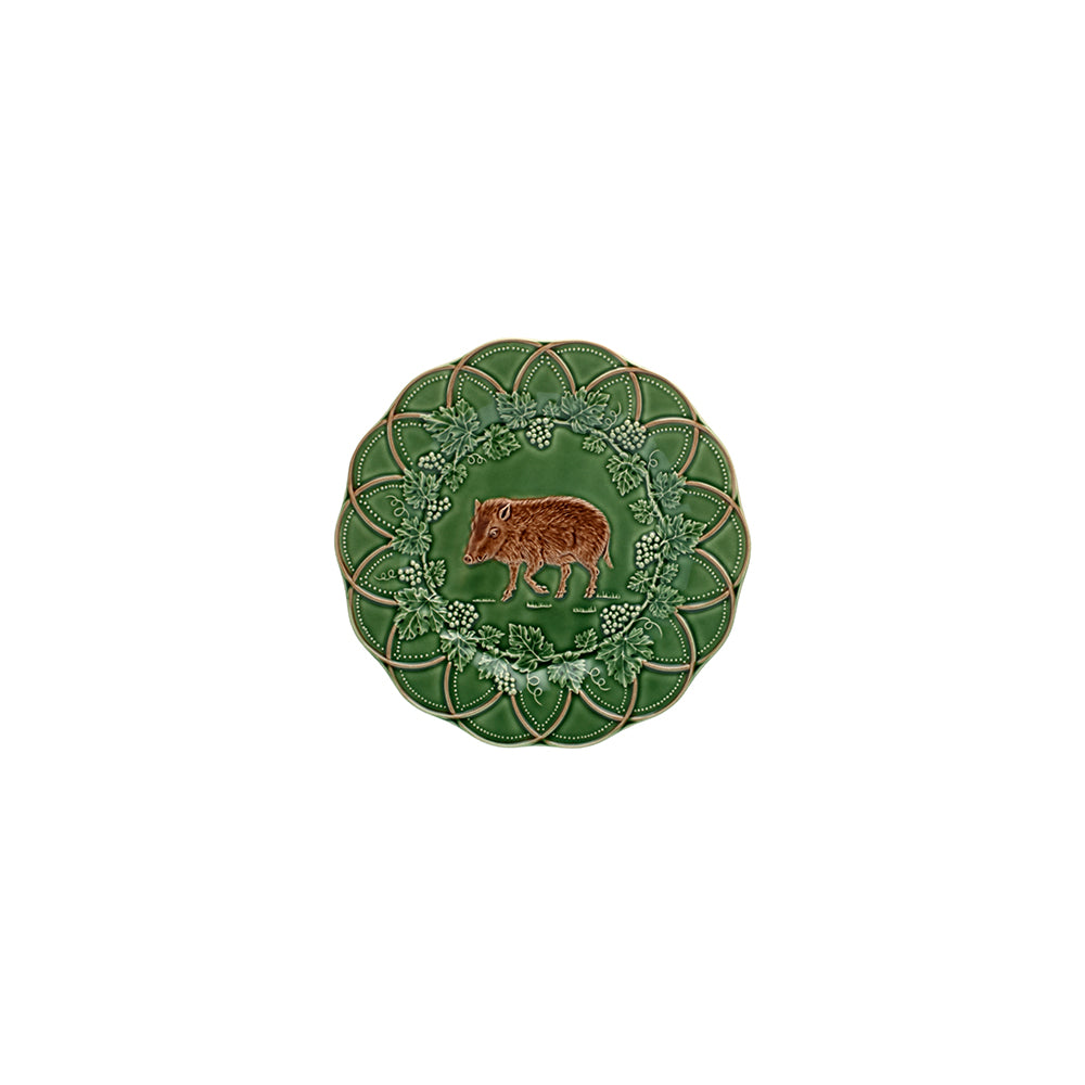 Boardallo Pinheiro Boar Snack Plate from the Woods collection at Cerise.  Made in  Portugal this stunning earthenware plate with handpainted boar design is a great gift for the hunter and gatherer.
