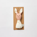 Over the Dandelions Bunny Rattle in Daisy & Pink design at Cerise. Features cute soft muslin rattle with bunny ears and an inside jingle ball for sensory stimulation. An ideal baby shower or newborn gift.