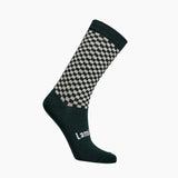 Lamington Merino NZ made cosy socks in Byron pattern of green and natural checks