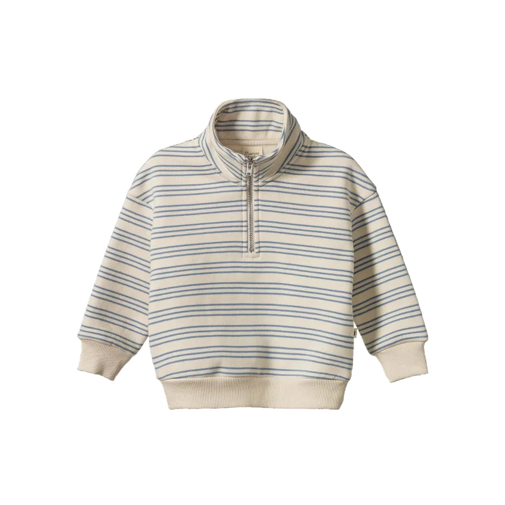 Nature Baby Camper Sweater in Trio Stripe soft brushed organic cotton seatshirting fabric.
