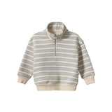 Nature Baby Camper Sweater in Trio Stripe soft brushed organic cotton seatshirting fabric.