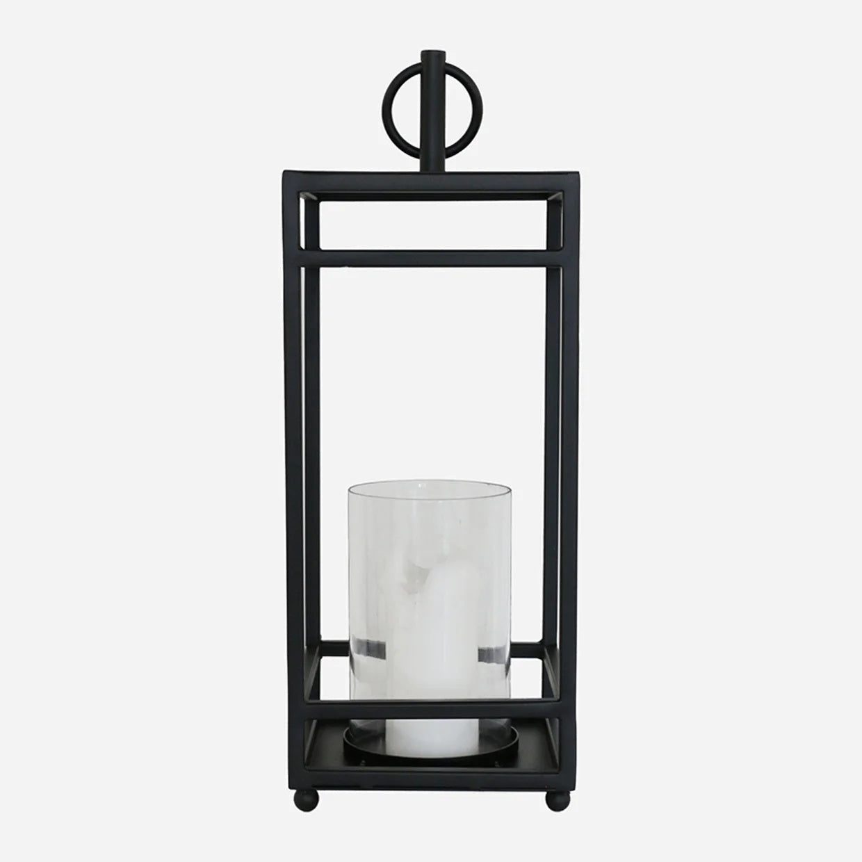 CC Interiors Ludlow Hurricane Lantern finished in Matt Black coloured iron.  Has a glass cylinder to keep your candle out of the wind at Cerise