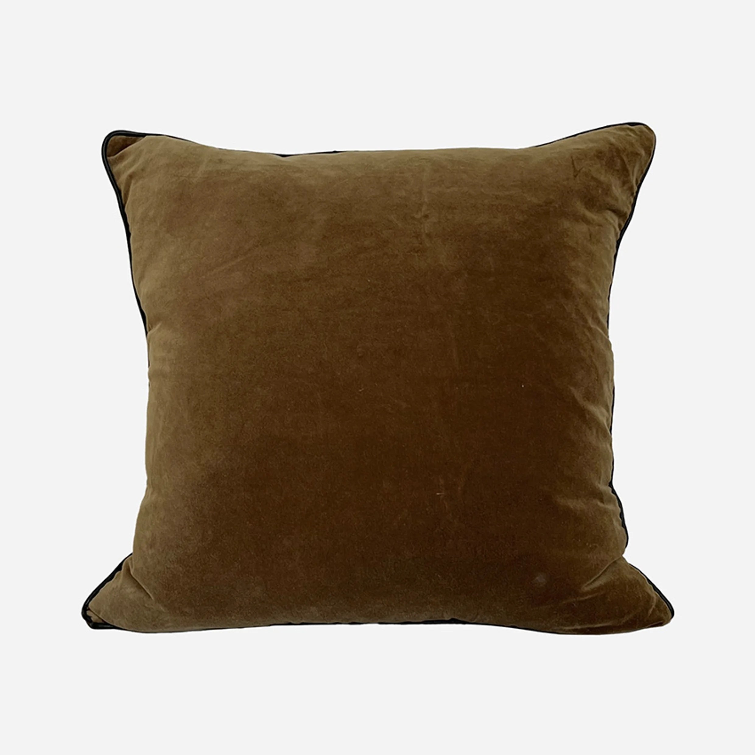 Luggate gold cushion cover with piped edges from CC Interiors. Square shape measuring 50 x 50cm in a rich gold cotton velvet colour at Cerise.