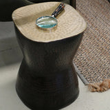 CC Interiors Luxor stool in Antique Black with Antique gold coloured top.  Use it as a stool or side table its lightweight and easy to manouevre
