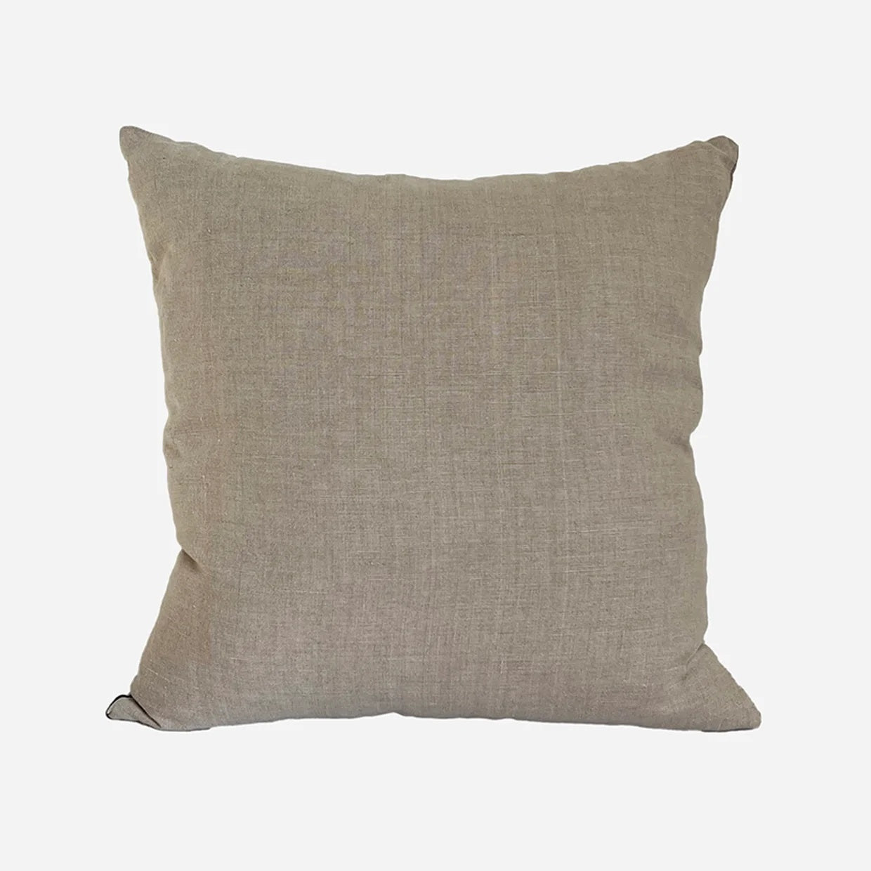 Plain linen in an oatmeal colour reverse side of Stone Cottage Cushion in green tones from CC Interiors and instore at Cerise.