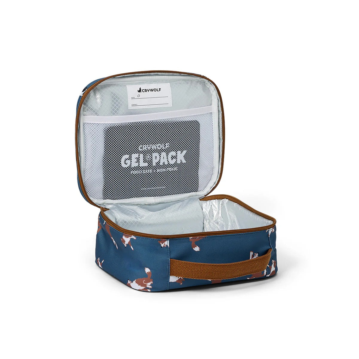 Crywolf Everyday Lunchbag to keep kids snacks cool and luches fresh at Cerise. Made with food grade insulated lining and removeable non-toxic gel pad to keep food cool and has a handy carry handle. Available in Collies Design.
