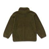 Crywolf lightweight fleece made from recycled polyester with zip fron and side pockets at Cerise. Available in Olive  colour - Back of fleece shown here.