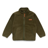 Crywolf lightweight fleece made from recycled polyester with zip fron and side pockets at Cerise. Available in Olive colour