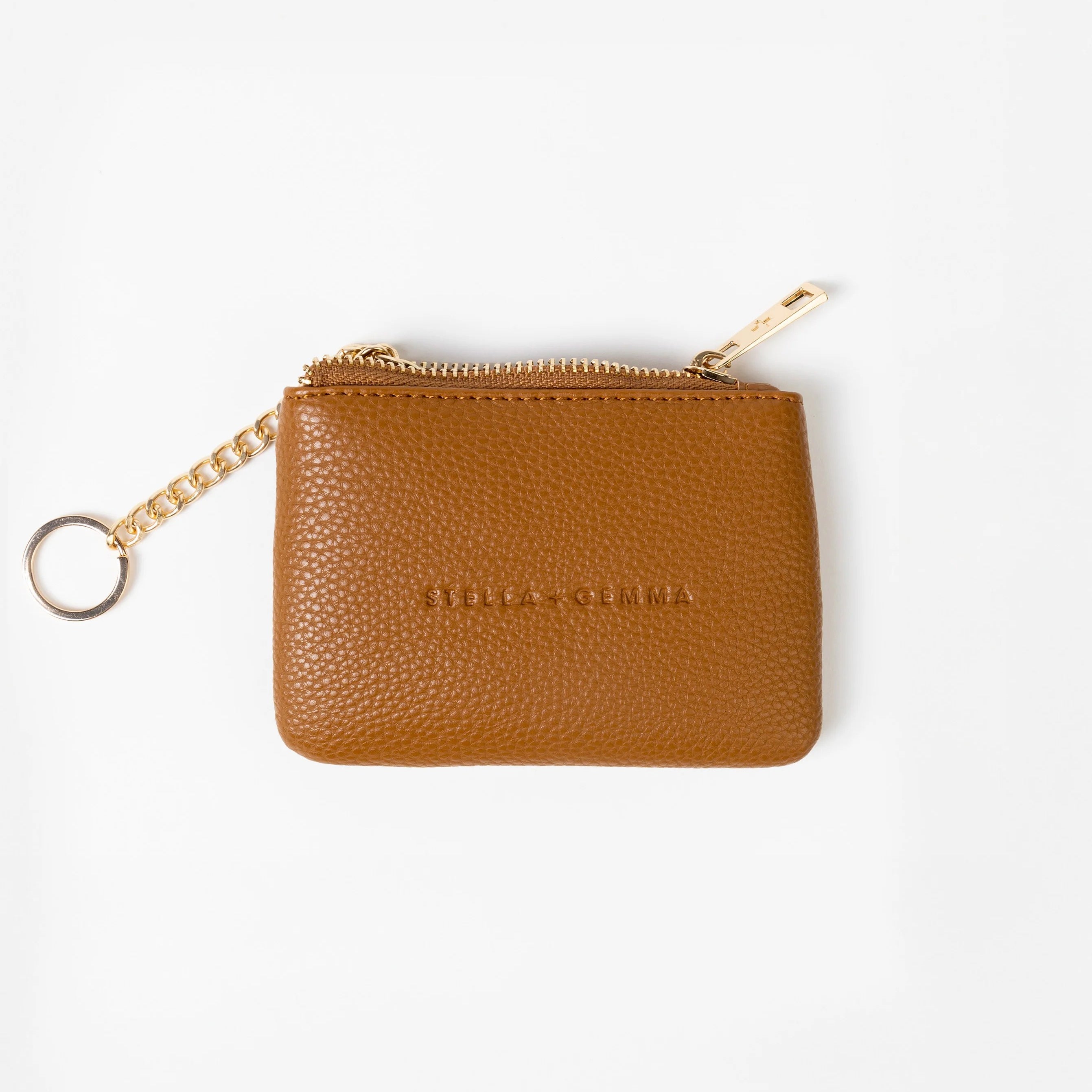 Caramel coin purse woith gold chain
