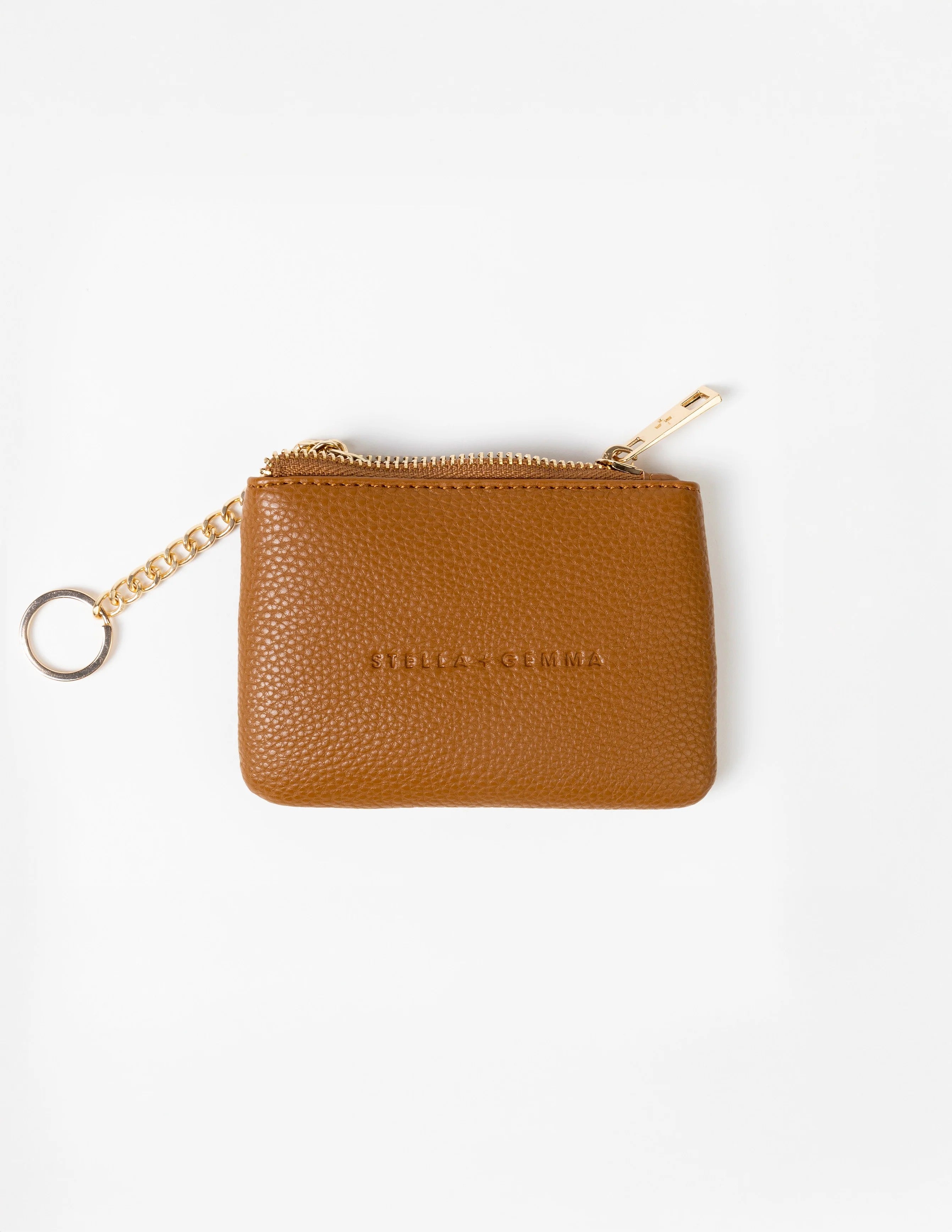 Caramel coin purse woith gold chain