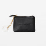 Black coin purse with gold zip