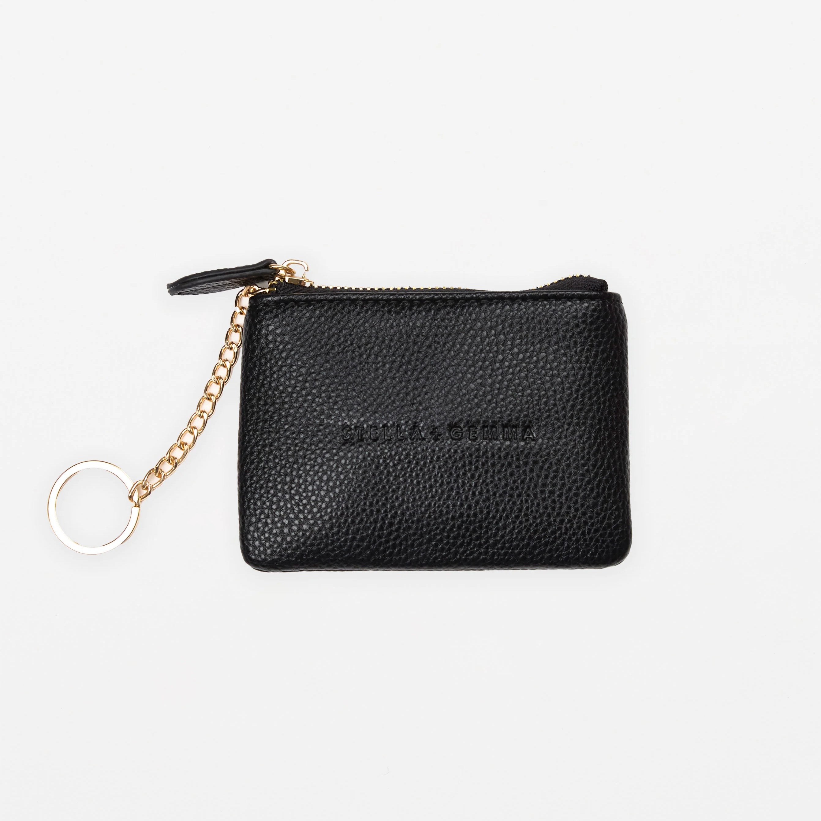Black coin purse with gold zip