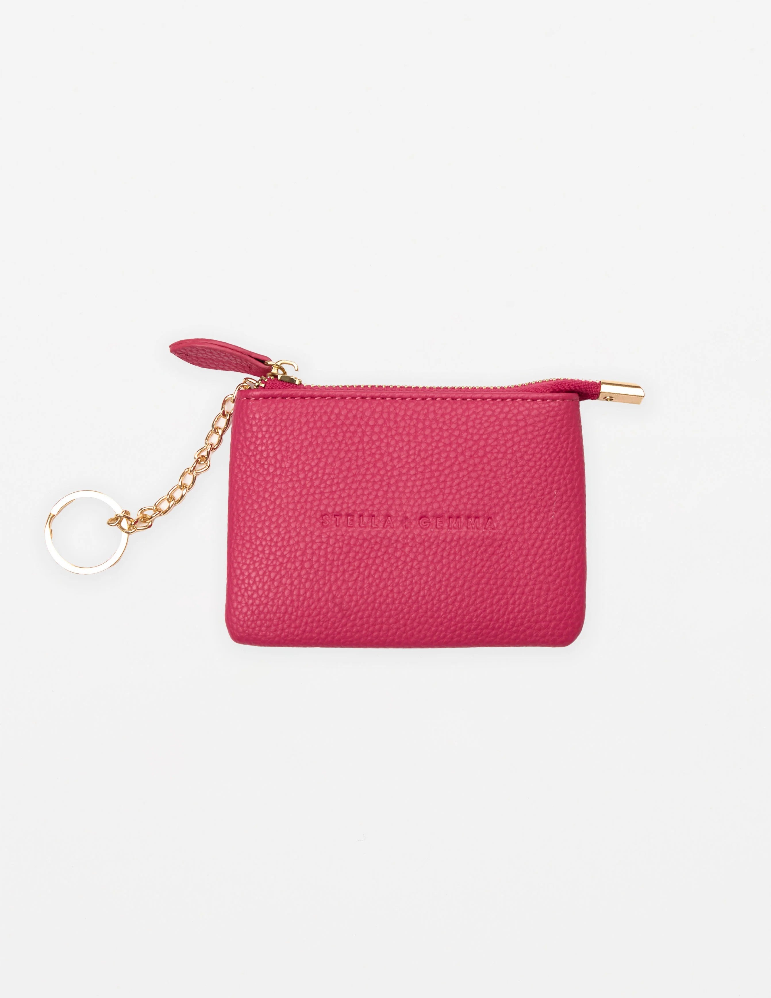 Fuschia pink coin purse with gold zip