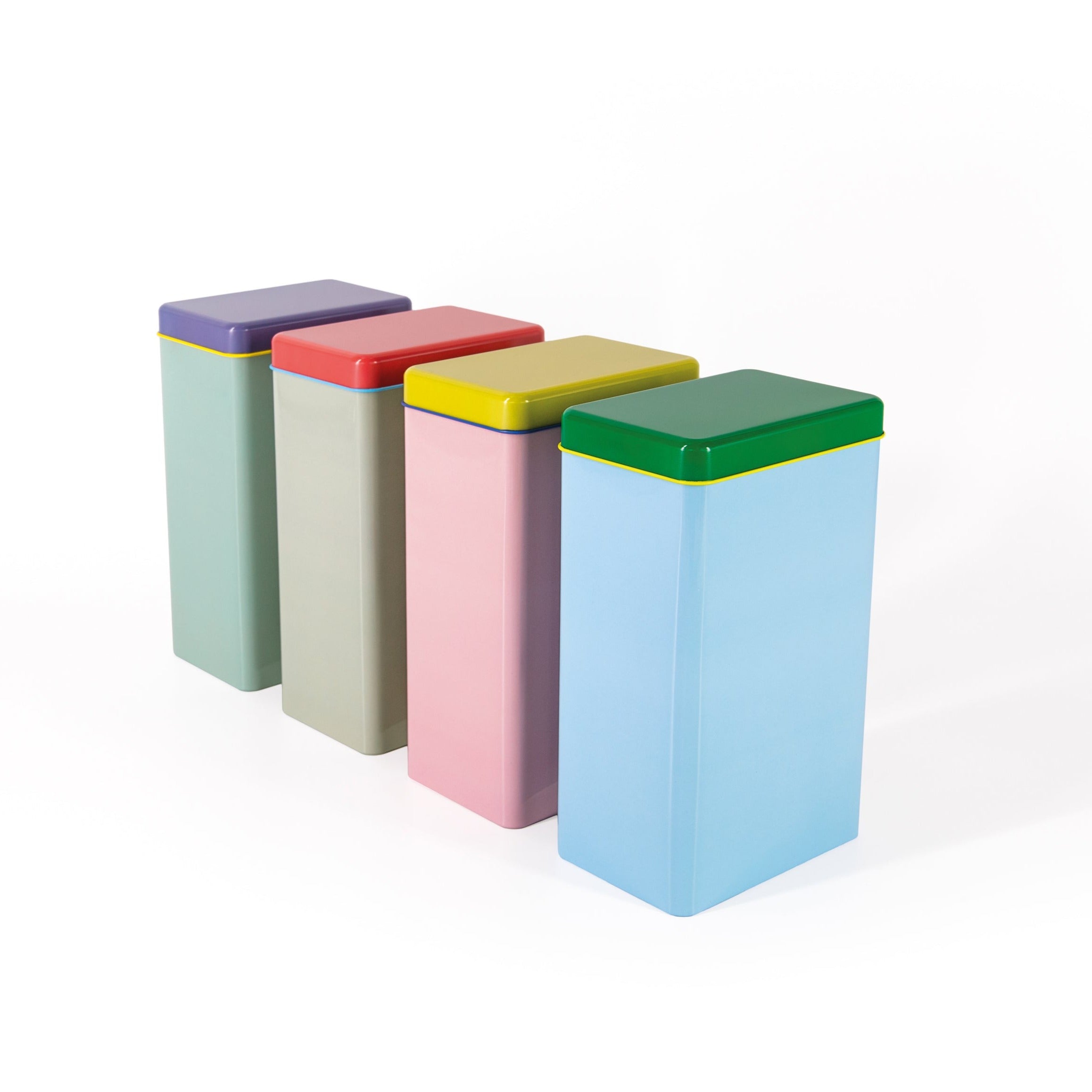 Set of 4 Coloured Storage Tins to keep your pantry or laundry organised 