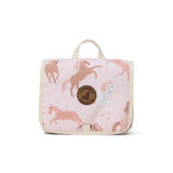  The Crywolf Hanging Toiletry Bag in Blushing Ponies design at Cerise. Makes the perfect travel companion. Made to keep all their bathroom essentials organised on the go, it features a removable mirror, zippered internal mesh pockets, multiple compartments, and a convenient hanging hook. Made from durable, water-resistant fabric 