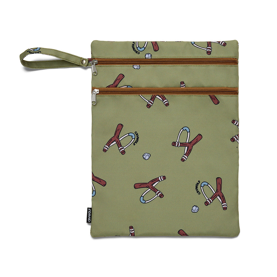 Crywolf wet bag in Catapult at Cerise.  Wetbag with two aipped compartments for kids and babies wet clothes.