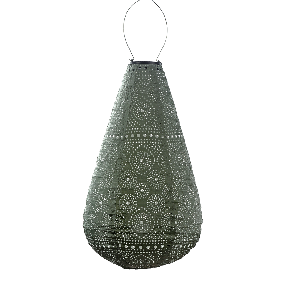 Lumiz solar lantern 28cm drop Sage Green