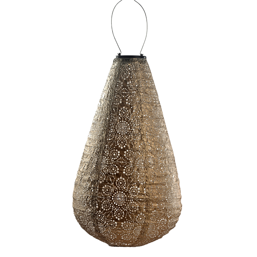 LUmiz solar lantern 28cm drop Gold Fiore