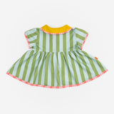 Das Ist Maurice Button Dress in Minty Stripes with front button contrast  at Cerise