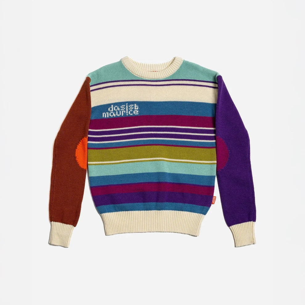 Das Ist Maurice multi coloured  Ski Stripes jersey knit sweater with crew neck at Cerise NZ