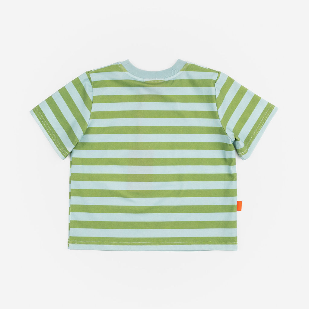 Das Ist Maurice T Shirt in Minty green and blue stripes and 100% cotton at Cerise.