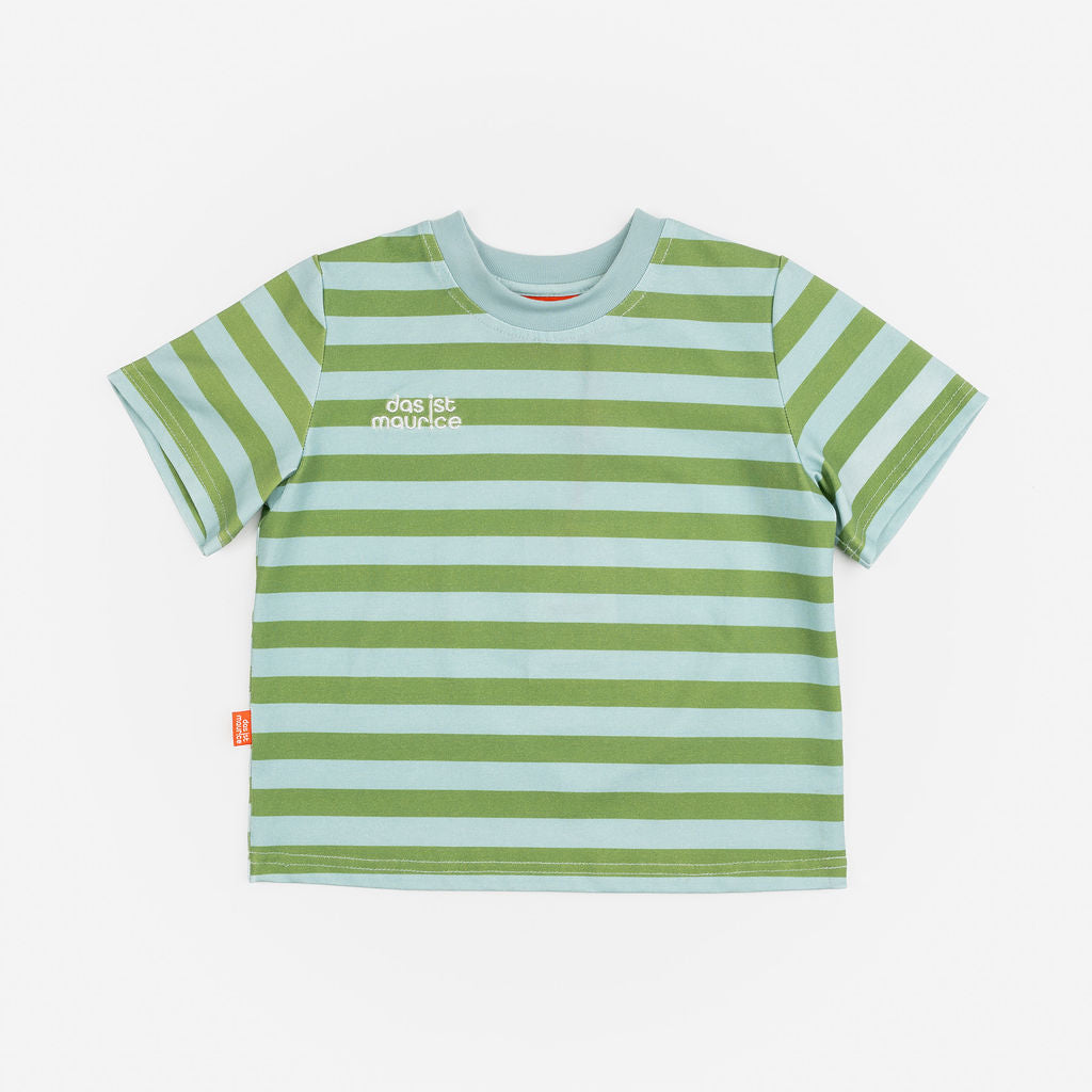 Das Ist Maurice T Shirt in Minty green and blue stripes and 100% cotton at Cerise.