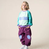 Das Ist Maurice Indigo Barrel Pants in Bleberry with blue knee patch at Cerise NZ