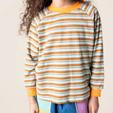 Das Ist Maurice Multi unisex striped Long Sleeve Raglan T-shirt with contrasts rib neck and cuff trim for boys and girls at Cerise NZ