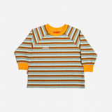 Das Ist Maurice Multi unisex striped Long Sleeve Raglan T-shirt with contrasts rib neck and cuff trim for boys and girls at Cerise NZ