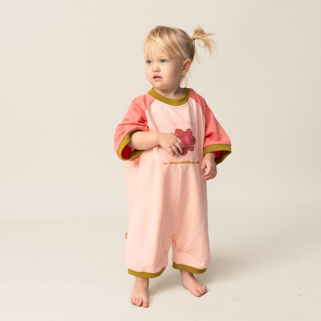 Das Ist Maurice Romper Suit in Pink Petal design at Cerise