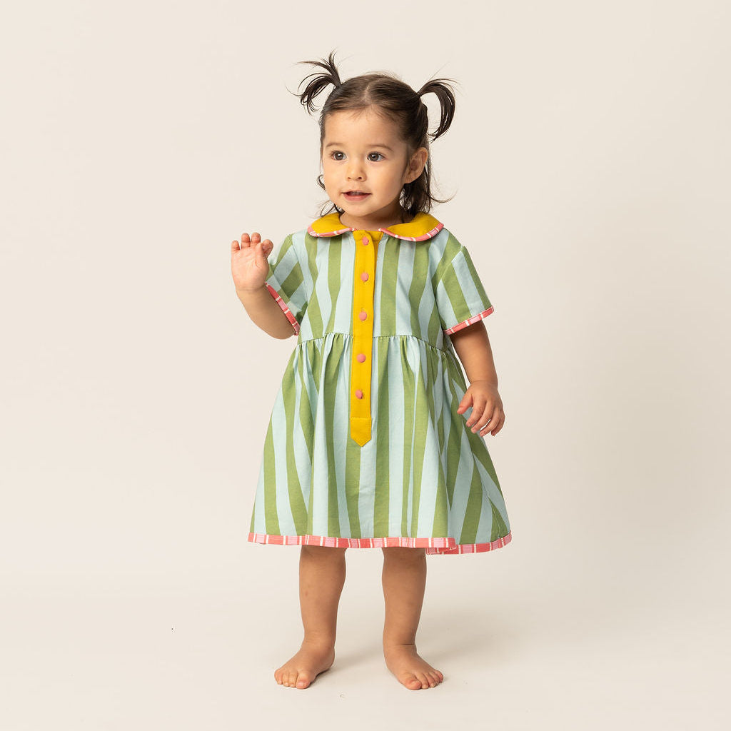 Das Ist Maurice Button Dress Minty at Cerise