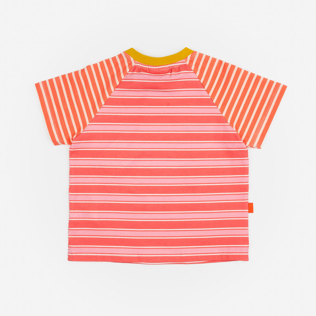 Das Ist Maurice Raglan Tshirt in Coral and Pink Stripes at Cerise