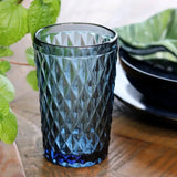 Dark Blue Diamond Cut Hi Ball Glasses in a set of 4