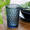 Dark Blue Diamond Cut Hi Ball Glasses in a set of 4