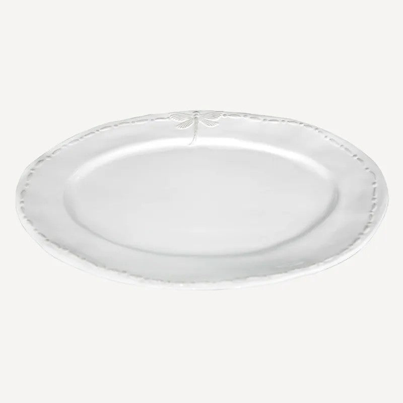 White Platter with embossed dragonfly detail