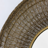 Detail of the Eliza Mirror made from woven mesh and finished in an antique brass colour. Stunning round shape mirror measures 775mm diameter, this really is something different at Cerise