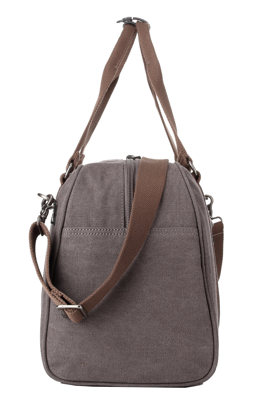 Explorer hold all carry bag or overnight bag Charcoal end view