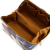 Flox designed AHI rain case in structured vegan leather in flox design with mustard satin interior
