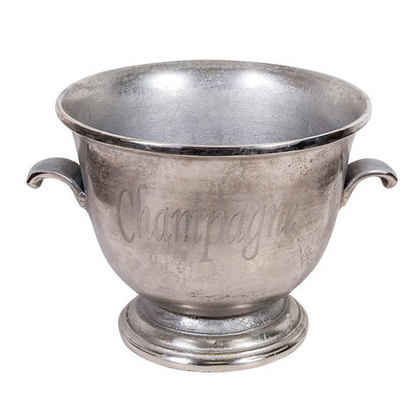 Silver aluminium champagne bucket with handles